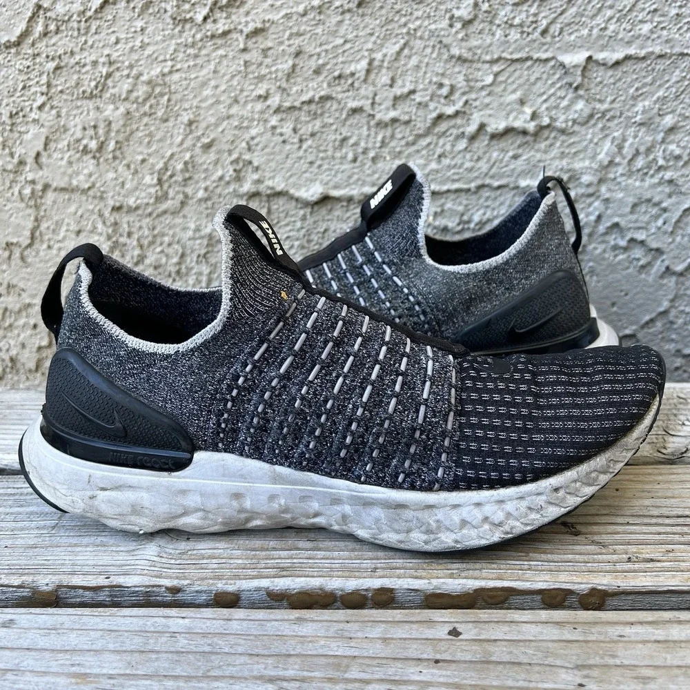 Nike Shoes Men Size 10 React Phantom Run 2 Running Slip On Black Sneakers
